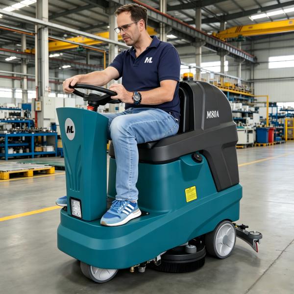 Commercial Ride-on Floor Scrubber Double Brush 350W×2 | 900mm Squeegee | 153AH Battery