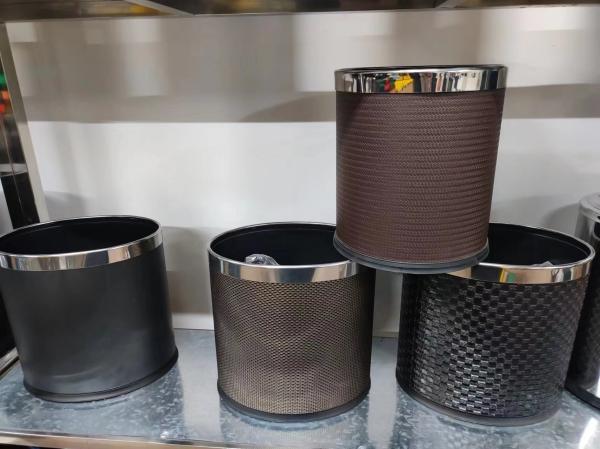 Hotel Metal Double Layer Recycling Trash Garbage Can Stainless Steel Waste Bin