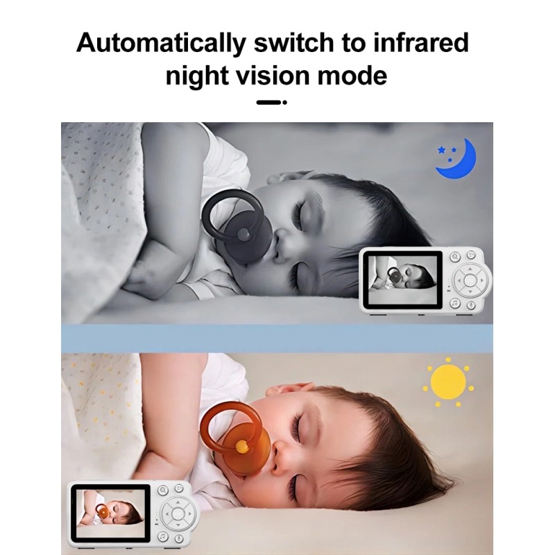 Smart Baby Pet Monitor With Camera and Audio 480P 2.8 Inch Screen 4X Zoom Sleep Surveillance IR Night Vision Two-Way Audio Cam