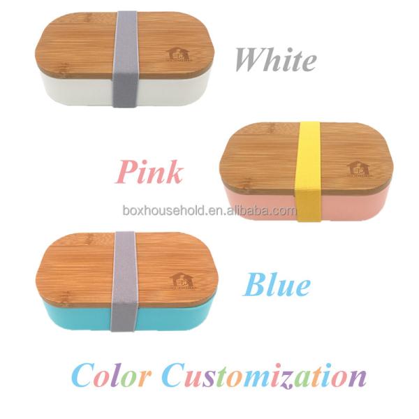 Pink 1-Layer Bamboo Lid Custom Eco Fridge Plastic Food Grade Bento Lunch Box for Kids