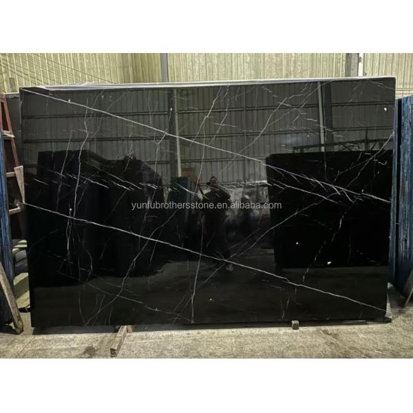 Modern Design Hotel Nero Marquina Big Slab Zimbabwe Black Marble Floors and Stairs