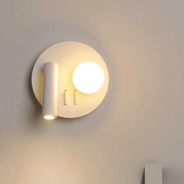 Bedside reading wall lamp acrylic ball Nordic bedroom bed board light living Bedhead wall light for hotel