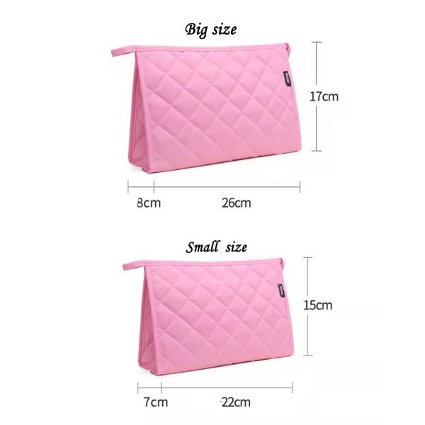Diamond Stitch Pattern Zipper Cosmetic Bag For Travel 19cm×12cm×6cm