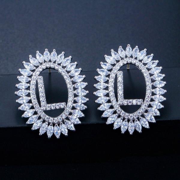Fashion CZ Letter Earrings Jewelry Christcross-row Earrings necklace jewelry set