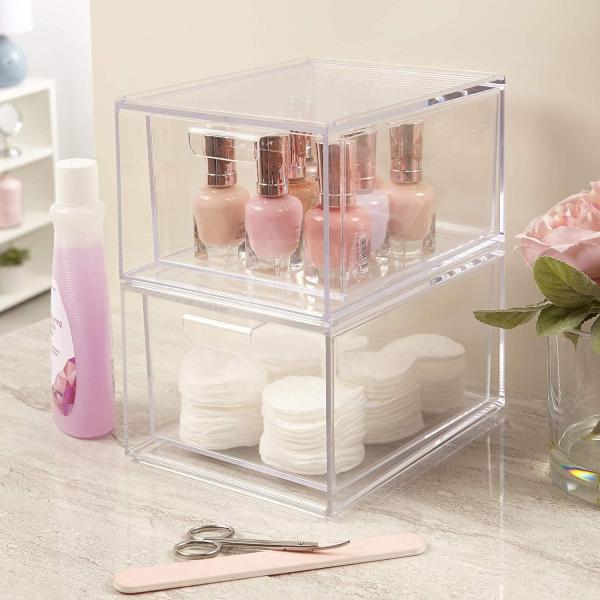Customized acrylic desktop storage boxes skin care product organizer cosmetic makeup organizer box