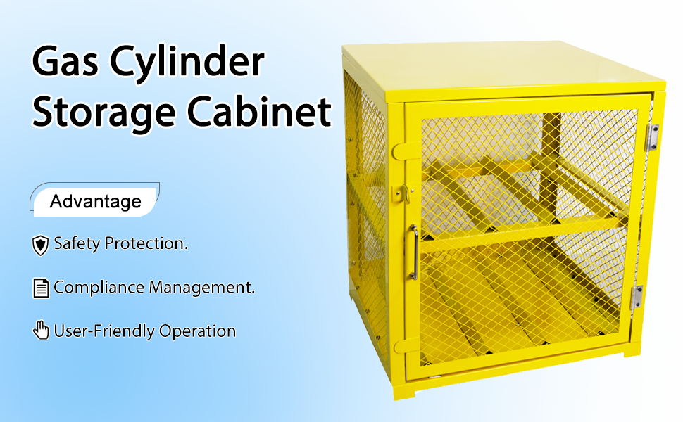 2-Tier Gas Cylinder Storage Cage 120LBS Per Shelf Ventilated Grooved Bracket Safety Mesh Cabinet with Handle