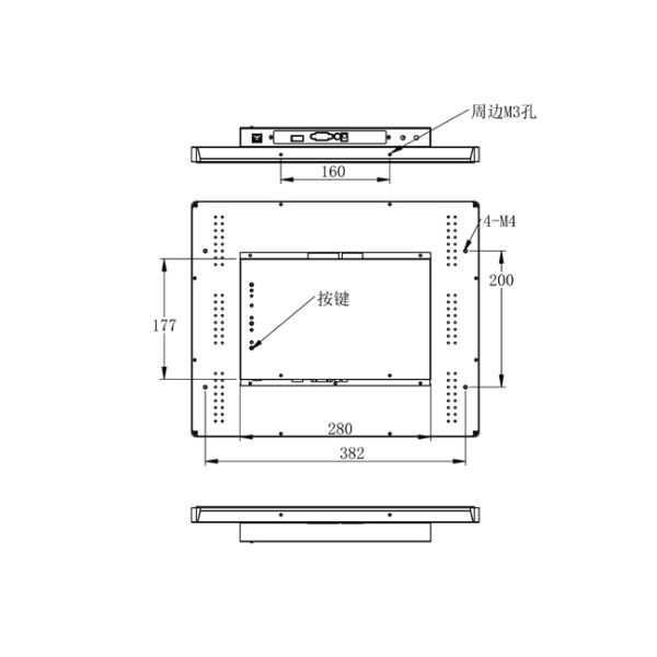 19 Inch Android Embedded Display Fully Enclosed Industrial Metal Display Cabinet Machine