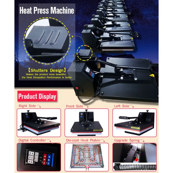 Automatic 220V T-Shirt Sublimation Flat Heat Press Machine 38*38cm Heat Transfer Electric Driven