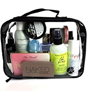 Makeup Bag Cosmetic Bag Travel Toiletry Bag Waterproof Makeup Zipper Portable Transparent Pouch Set - Black, bagease pac