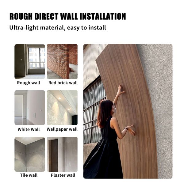 Modern Interior Decoration Integrated Wall Panel WPC Carbon Crystal and Metal Wood Veneer Board for Household Commercial Use