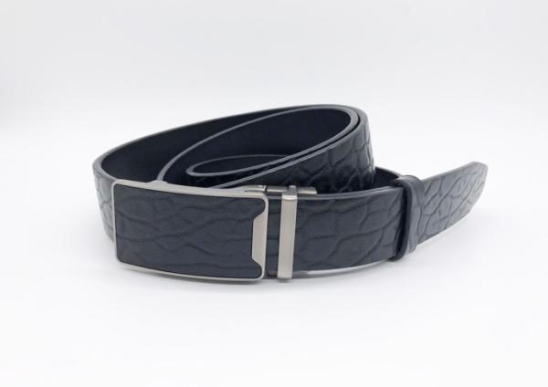 Genuine Leather Automatic Buckle Waist Belt , Leather Ratchet Belt 3.5cm Width