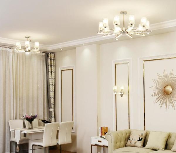 Modern arms glow led chandelier with Glass lampshade (WH-LC-07)