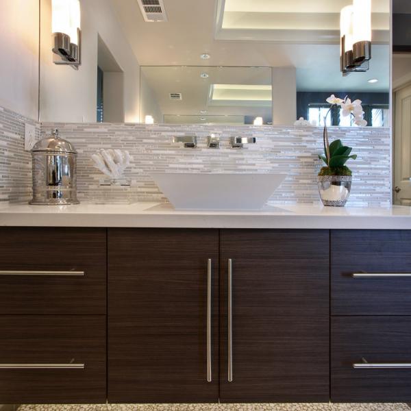 Melamine Bathroom Vanity Units Cabinet Modern Dark Grey Wood Texture