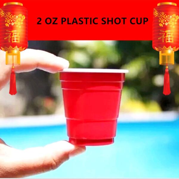 50mm 2oz Mini Red Solo Cups Disposable Small Plastic Shot Cups For Beer Pong Game