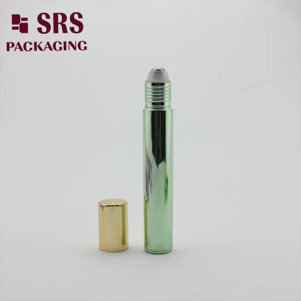 SRS Empty Roll On Bottle Metalized Green Color 15ml For Perfume