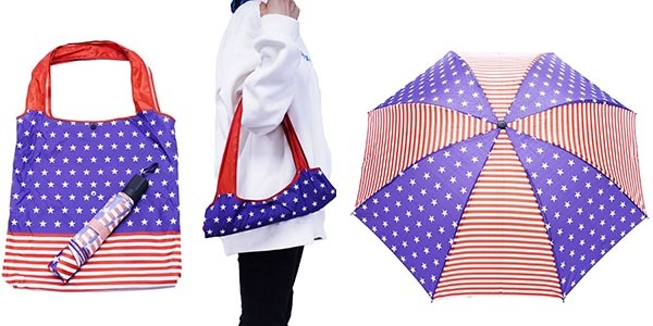 Durable Eco Friendly 2 In 1 Compact Umbrellas For American Independence Day