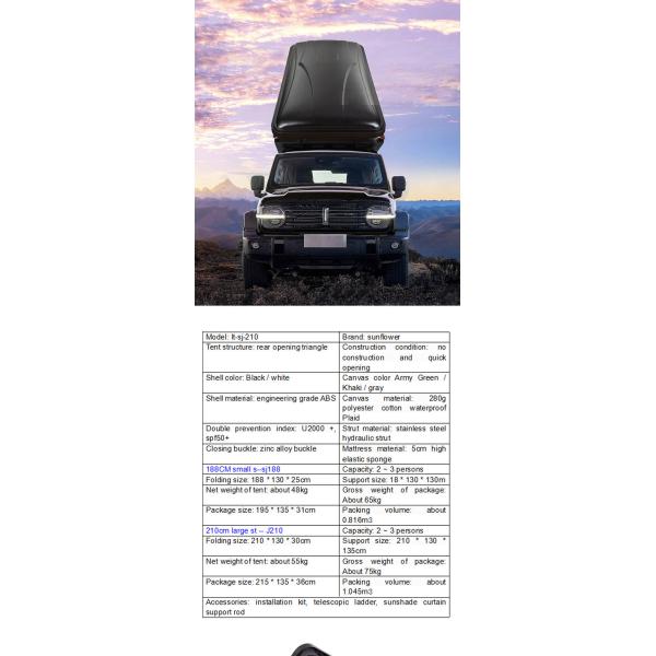 210x130cm Waterproof Camping Tent Area Wedge Aluminium Triangle Roof Top Tent