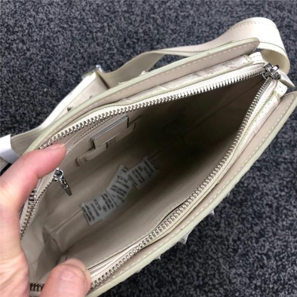 Authentic Crocodile Skin Men's Small Shoulder Bag White Flap Purse Genuine Alligator Leather Male Casual Messenger Bag