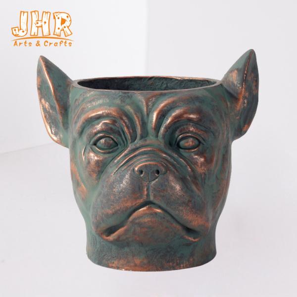 Decorative Fiberclay Bronze Plant Pots Lion Statue Tabletop Planter