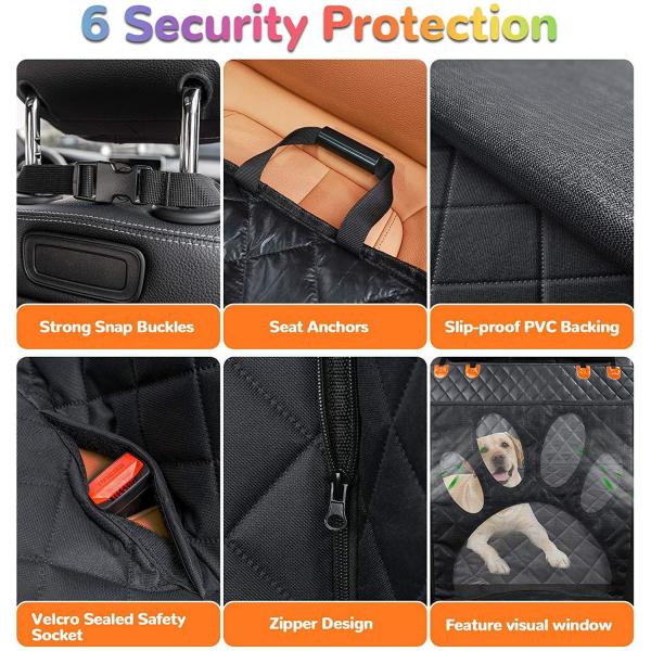 Mat de siège arrière en tissu oxford imperméable à l' eau couverture de coussin pour animaux de compagnie poches de stockage