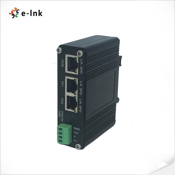 Diviseur industriel d'IEEE802.3af/at PoE avec la fonction de commutateur 2 gauche, tension 12VDC de sortie