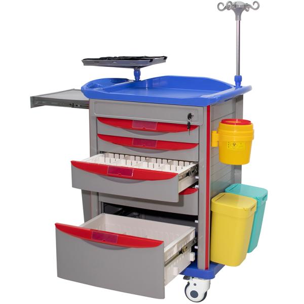MN-EC003  Good Price  Medical Emergency Trolley Treatment Cart for Hospital Use