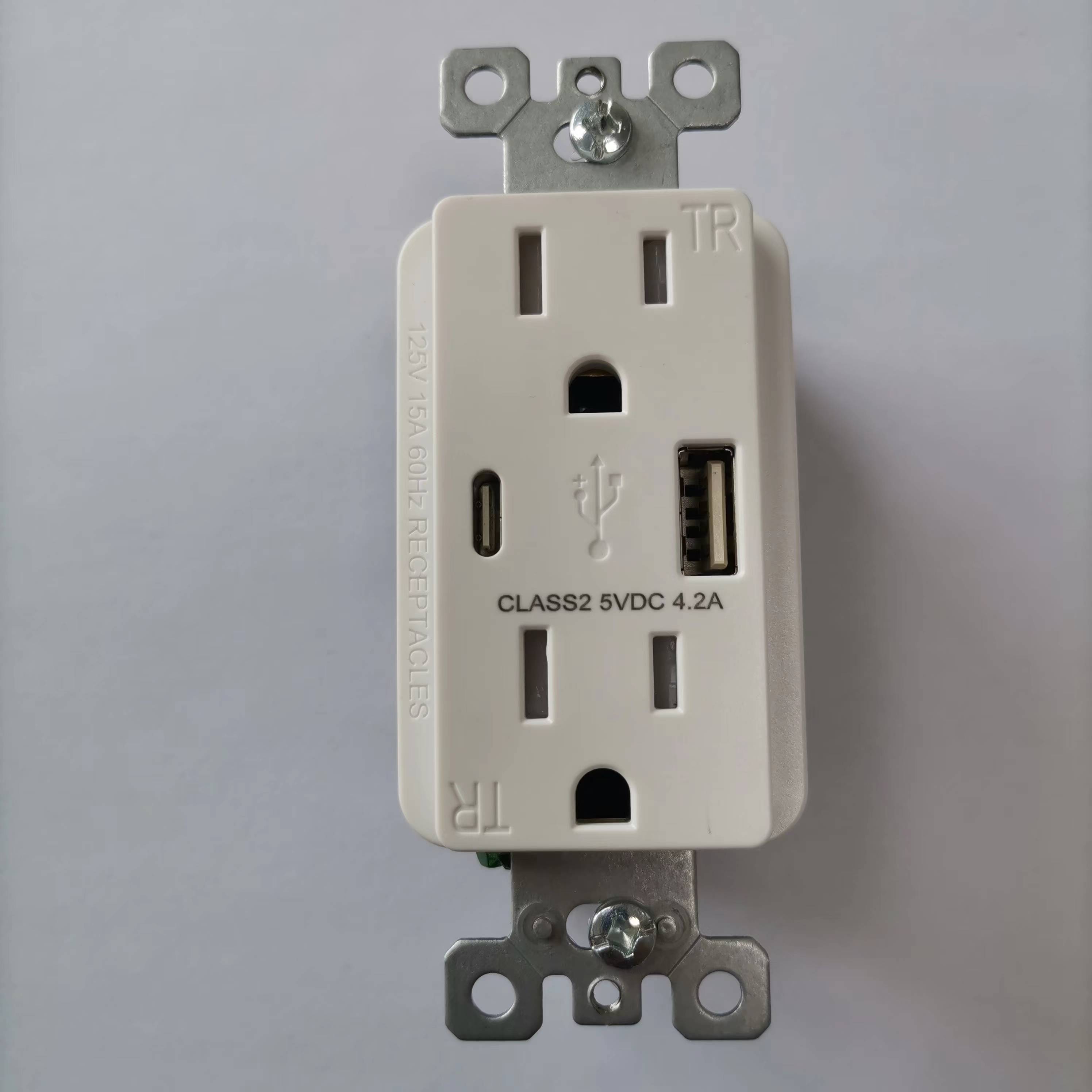 EASTKAME 15amp 125V US Decorator Duplex Electrical Wall Receptacle Switch Outlet Socket with Tamper Resistant Max Current 15a