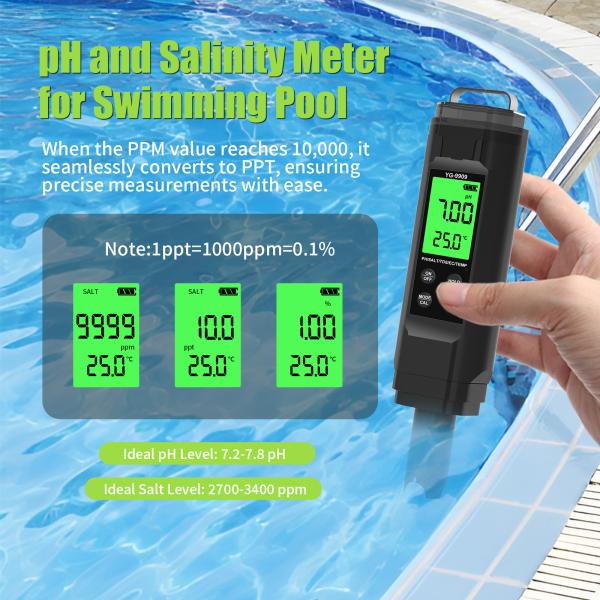 5-in-1 Digital Meter PH Salinity Temperature TDS EC Tester With Backlight For Water Quality Monitoring
