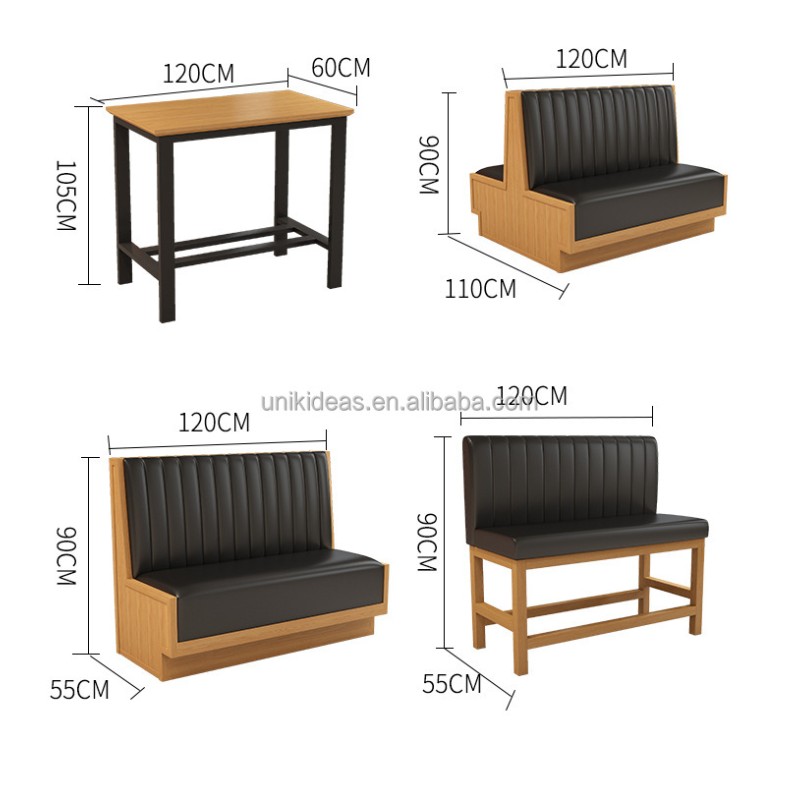 High Quality Factory Furniture Cafe Restaurant Tables and Chairs Custom Wooden Dining Table Booth Seat Sofa for Hotel Bar