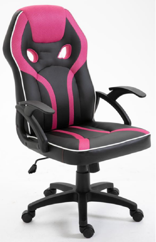 Ergonomic Office Chair, Pink Mesh Back, Nylon Base, 200lbs Capacity
