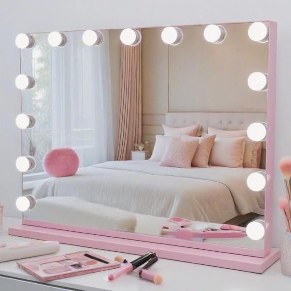 Modern Hollywood Makeup Mirror with 3 Color Temperature Adjustable Brightness and USB Charging Port