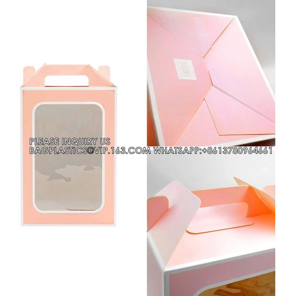 Gift Boxes, Tote Paper Bags With Transparent Window Flower Bouquet Paper Gift Bags With Handles, Wedding Party Bag