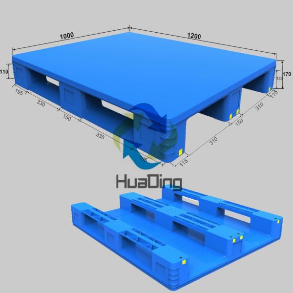 Static Load 6T 4-Way Entry Type HUADING 1200*1000 Euro Plastic Pallet for Storage Shelves