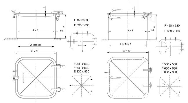 Тип f CB/T 3728 никакие Weathertight небольшое стальное люковое закрытие с оборудовать собаки морской