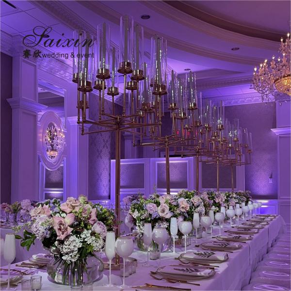 9 Branch Crystal Glass Candelabra Crystal Candle Stands For Home Decor 55CM