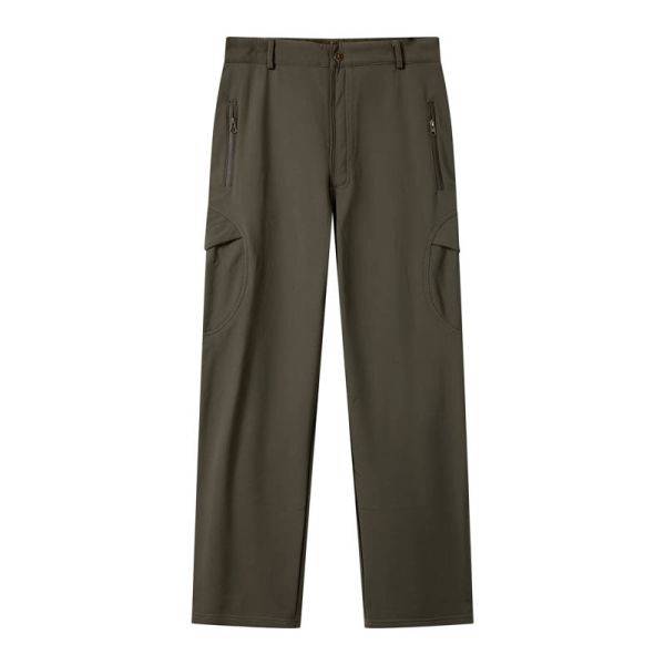 Men's Fleece Lined Outdoor Cargo Pants with Zip Pockets and Stretch Fabric for Comfort