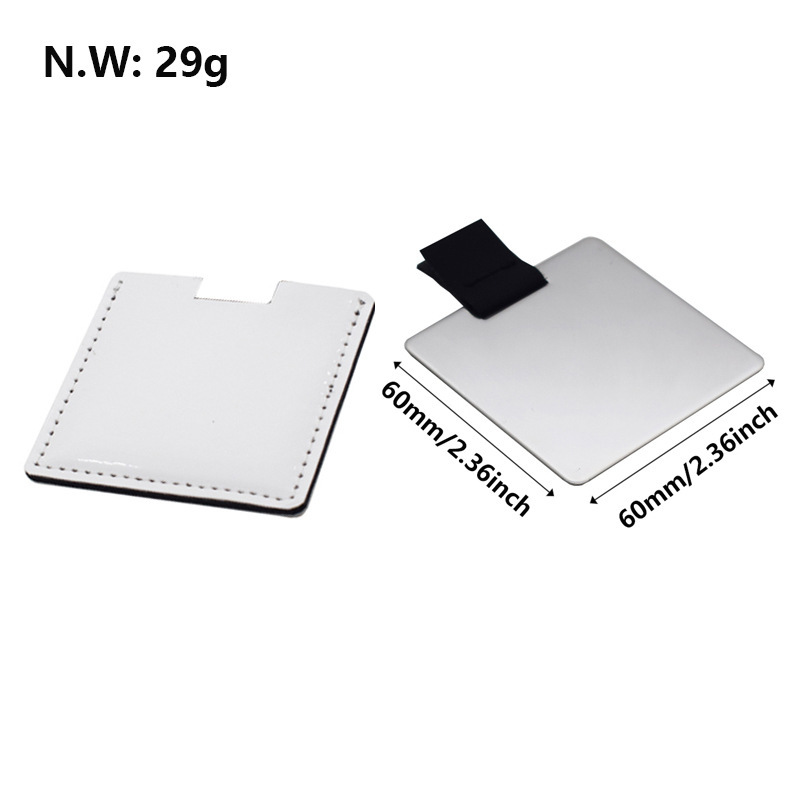 Creative Sublimation Blank PU Case Stainless Steel Mirror Sublimation Pocket Makeup Mirror