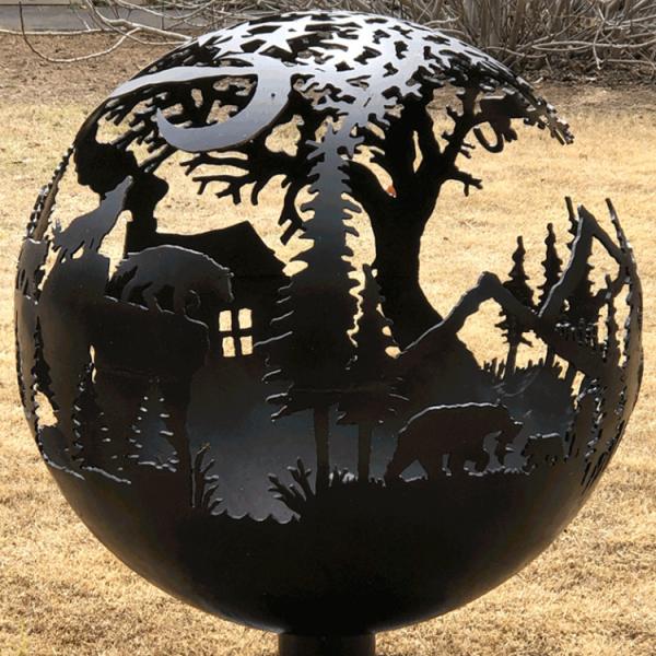 Outdoor Wood Burning Corten Steel Sphere Fire Pit Round Custom