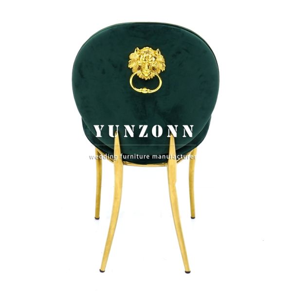 Wholesale Dining Room Furniture Nordic Velvet Green Luxury Gold Stainless Steel Base Hotel Fabric Dining Chair