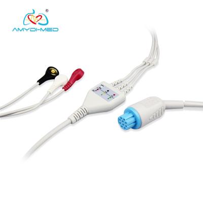 TPU Jacket Material ECG Cables And Leadwires 11 Pins Rectangle Connector