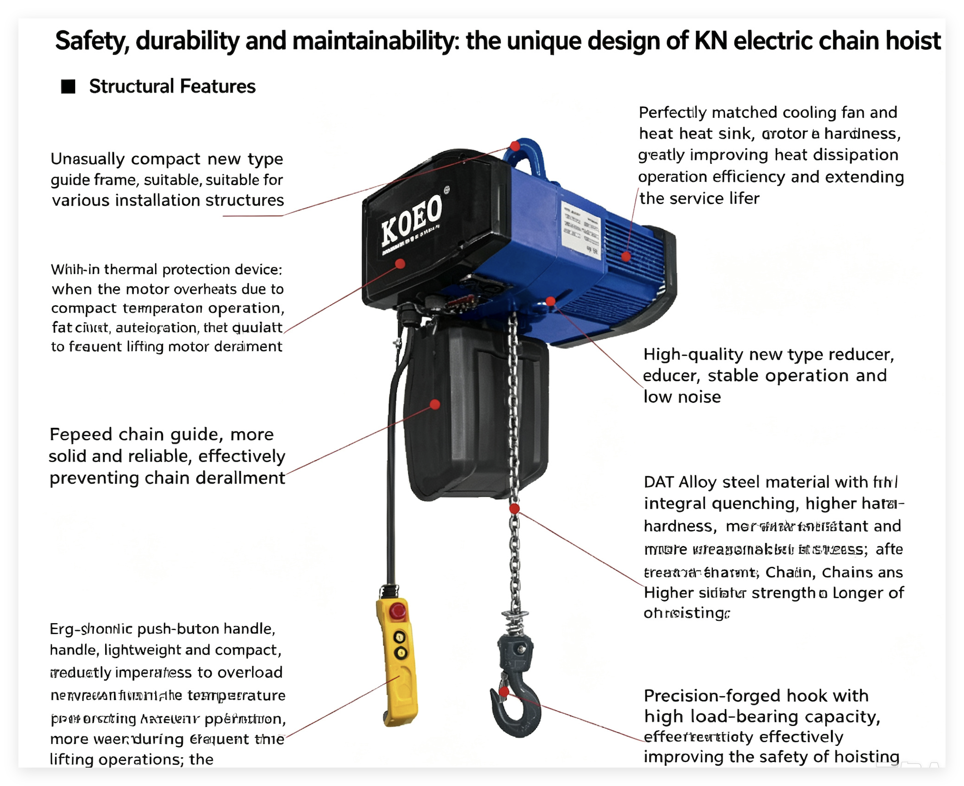 15T Industrial Electric Hoist Compact Low Headroom Electric Chain Hoist Lightweight