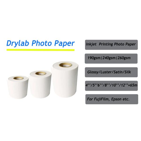 Минилаб Резиновая покрытая чернильным струем, блестящая печать фотобумага рулон 260 грамм 65 метров