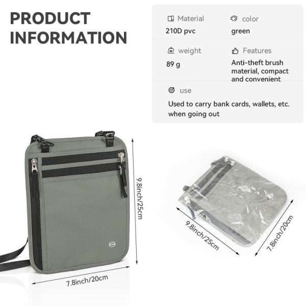 Slim Multifunctional RFID Blocking Neck Wallset Waterproof Travel Bags With Shoulder Strap