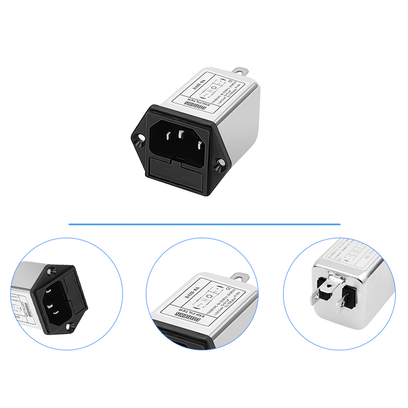 DAI2 однофазные фильтры переменного тока EMI фильтр питания IEC Type Socket