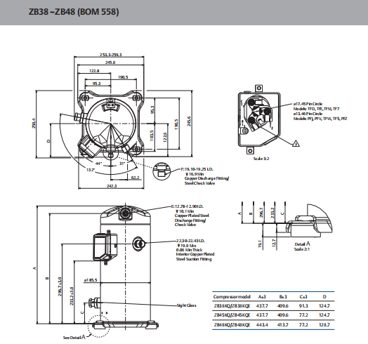 Компрессор хладоагента ZB45KQE TFD Emerson Copeland R404a герметичный для кондиционирования воздуха