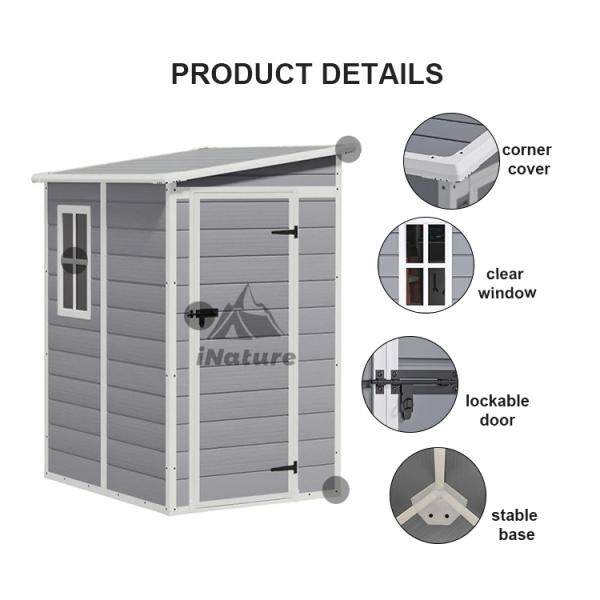 Durable Construction Garden Shed Lean-to Design Waterproof Outdoor Garden Sheds