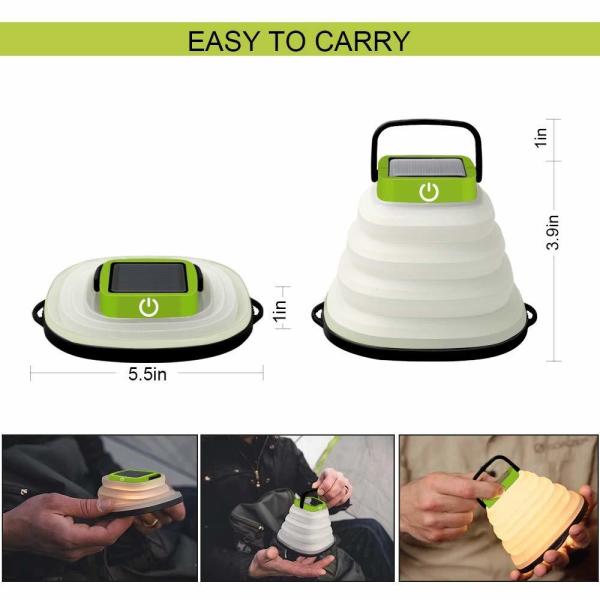 IP65 Silicon Collapsible Solar Lamp LED Collapsible Solar Camping Light USB Rechargeable