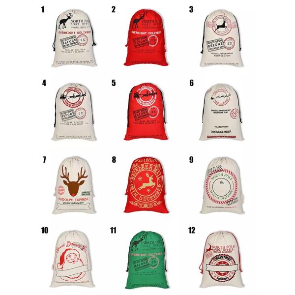 Customized Logo 2022 Christmas Drawstring Sacks 100% Cotton Santa Stockings Candy Nuts Gift Package Bag