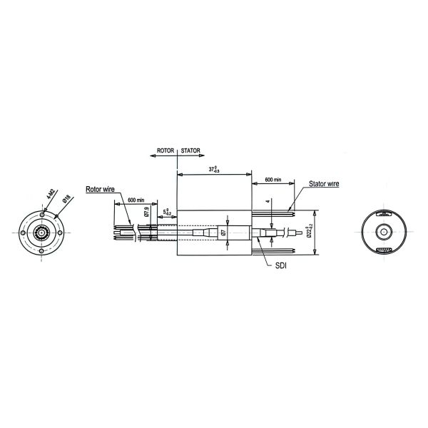 HD-SDI Slip Ring with 1.46inch Length and 1 Gigabit Ethernet Transfer Featuring IP67 Protection