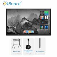 75 pulgadas de pantalla interactiva de panel plano con panel táctil inteligente con Android 14 8 + 128G para la educación